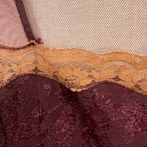 VTG vanity, fair burgundy, lace mesh slip dress, lingerie /size large A+ plus